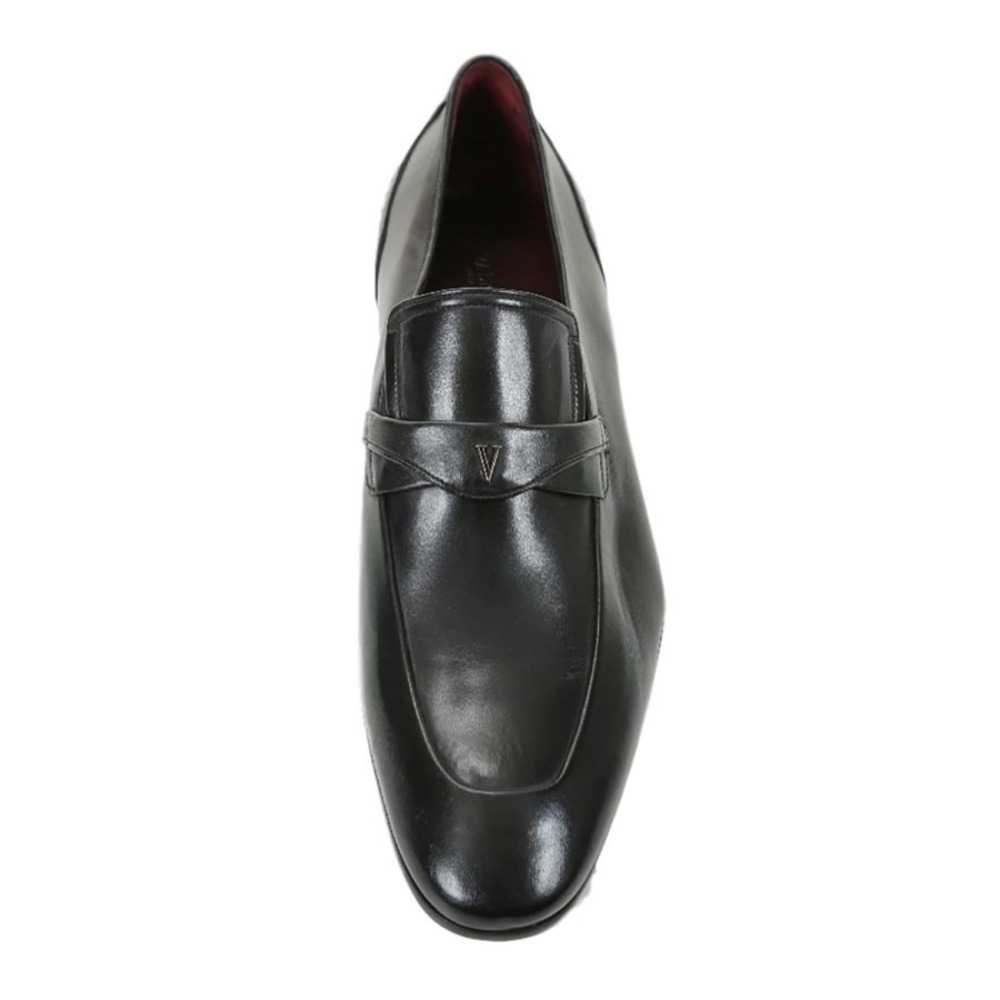 $800 VALENTINO Vlogo Black Leather Loafers Size 45.5 US Designer Shoe - NIB